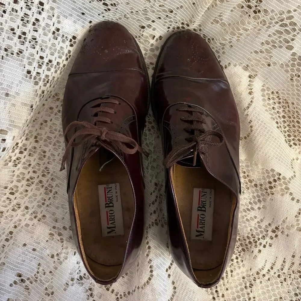 Mario Bruni Men's US 8.5 Brown Leather Oxfords Shoes